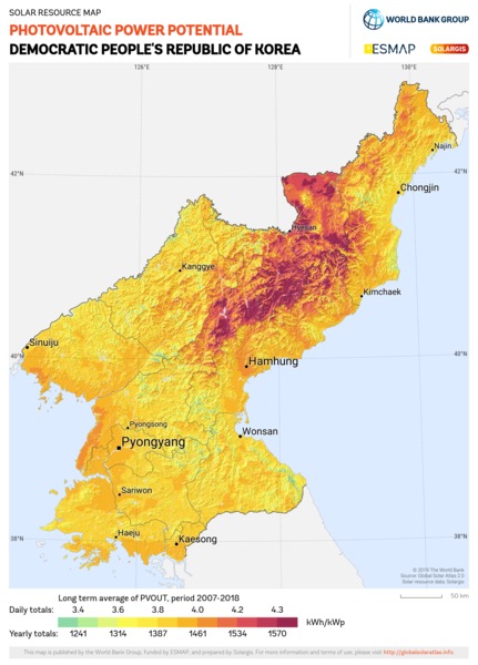 Photovoltaic Electricity Potential, Democratic Peoples Republic of Korea